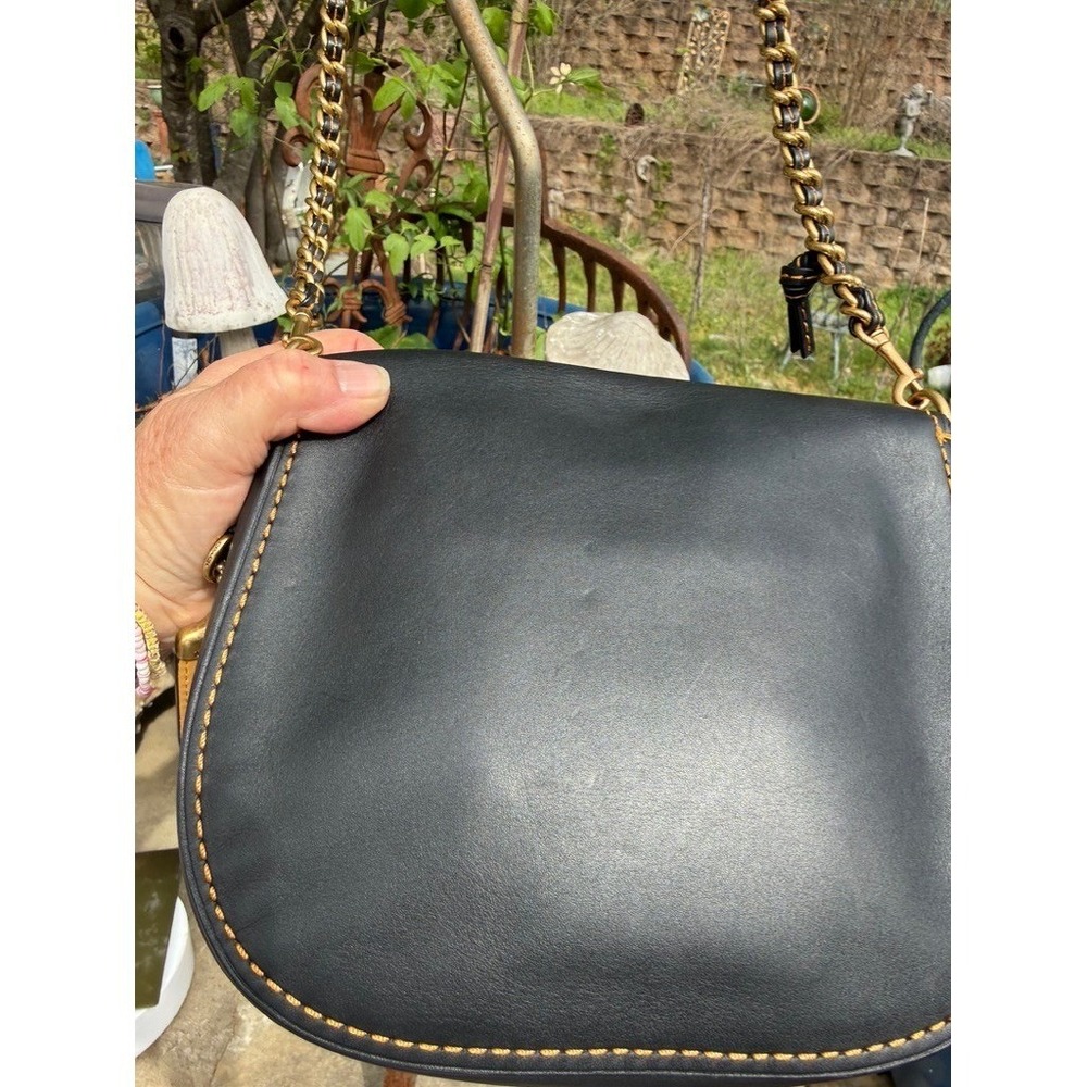 Coach 1941 Saddle Bag 23 Black Glovetanned Leather Crossbody 58241 Brass Chain - Picture 14 of 16